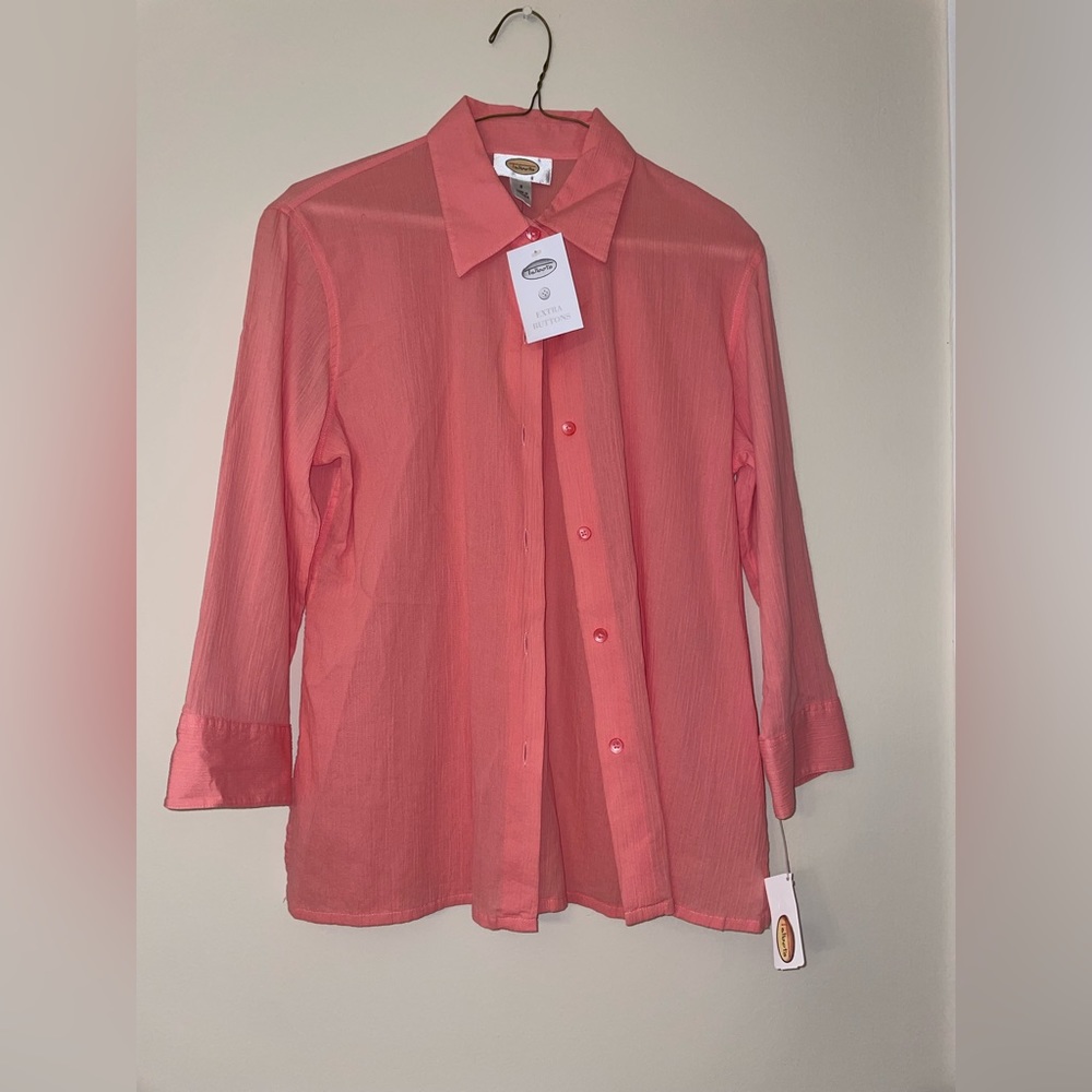Peach colored button up, new with tags